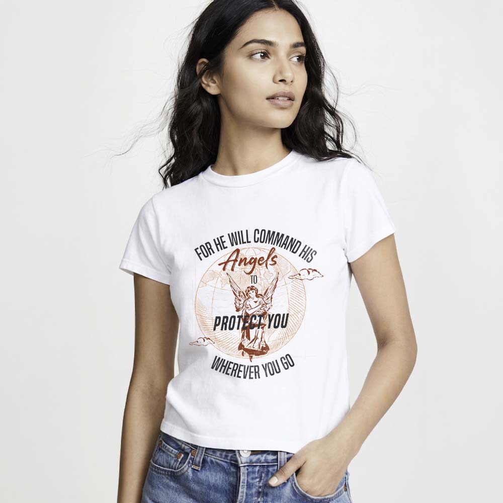 Angel Protection Graphic Cotton T-Shirt