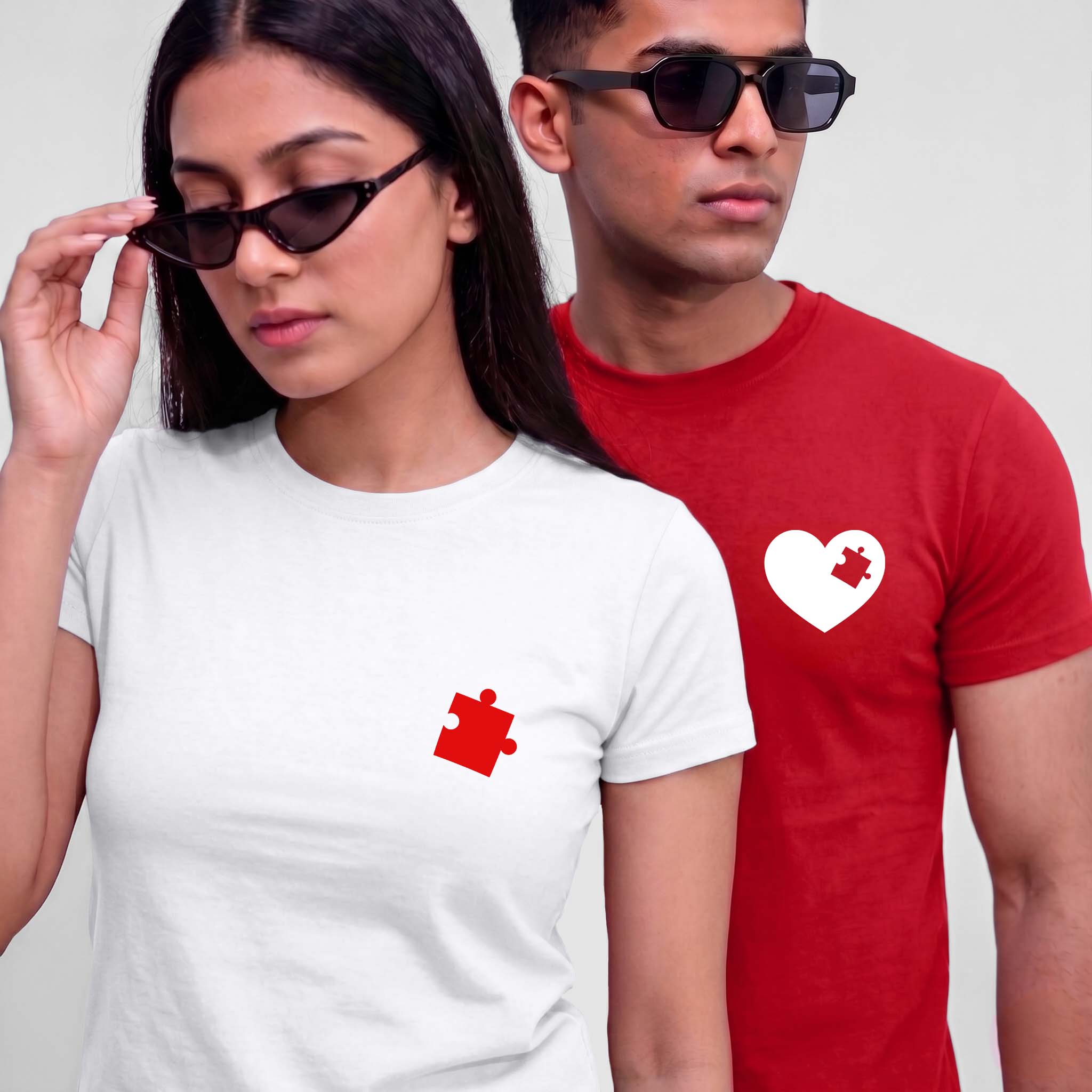 Missing Piece Heart Couple Printed Tee