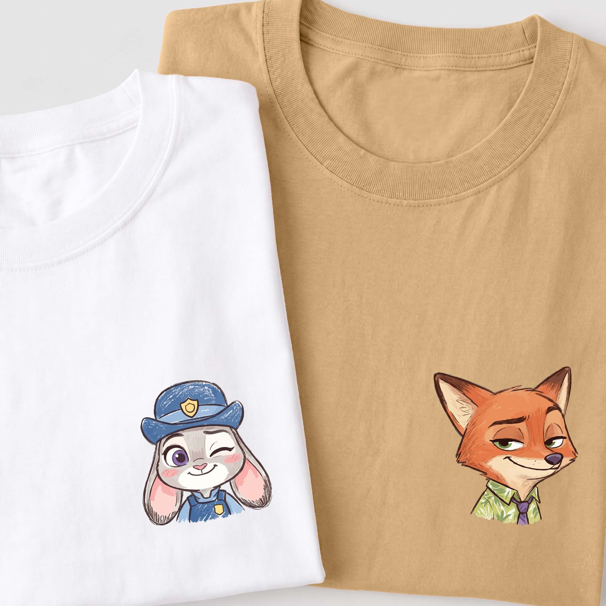 Fox & Rabbit Romantic Couple Tee