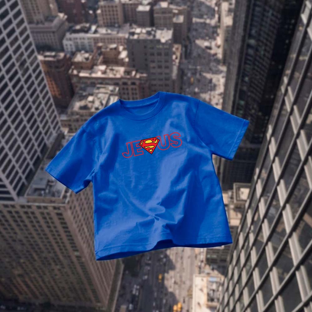 Jesus Superman Graphic Cotton T-Shirt
