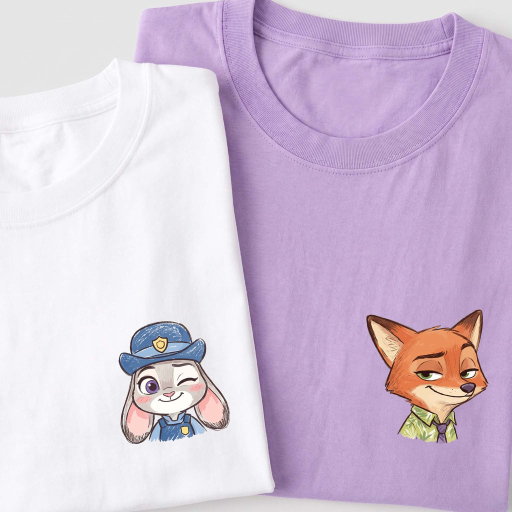 Fox & Rabbit Romantic Couple Tee