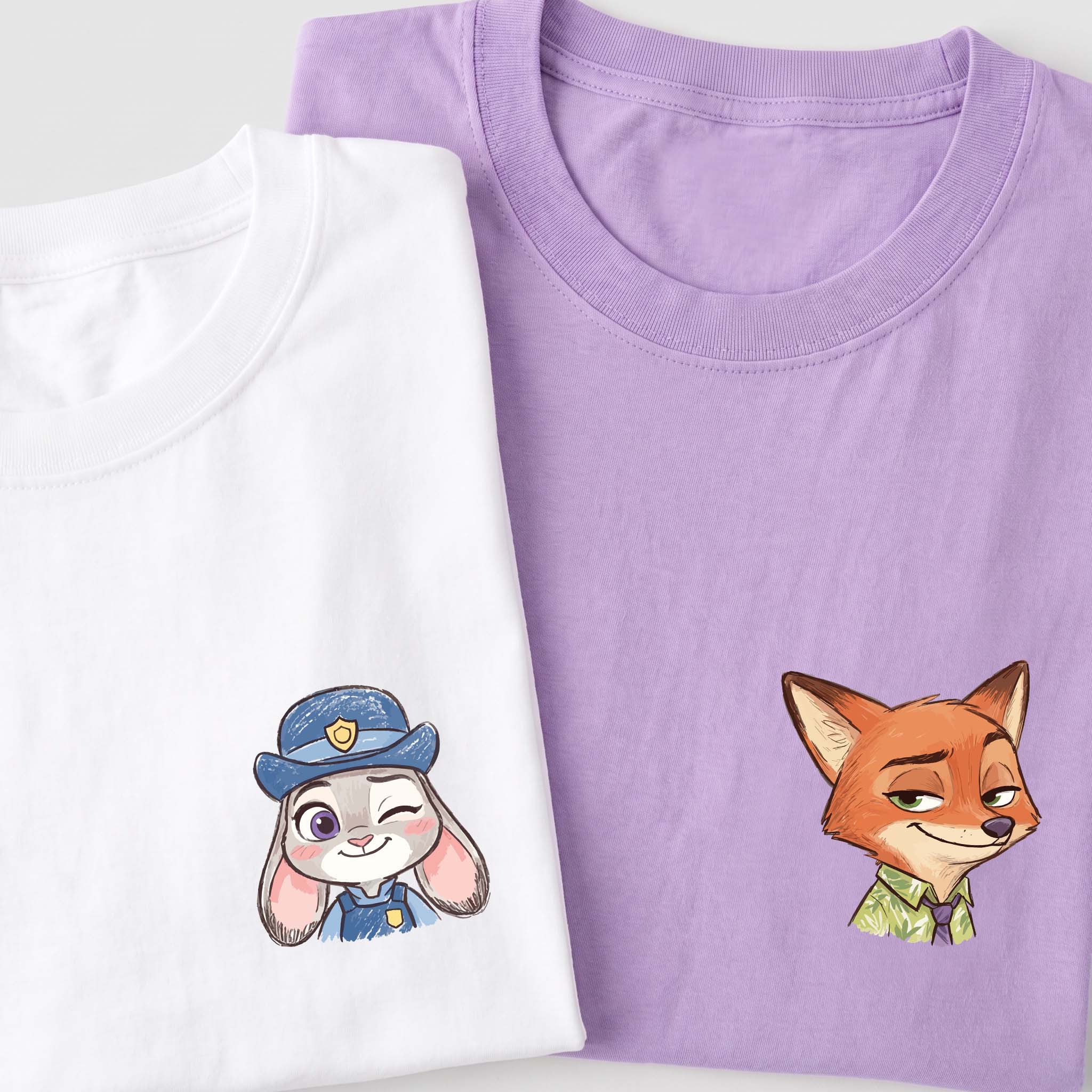 Fox & Rabbit Romantic Couple Tee