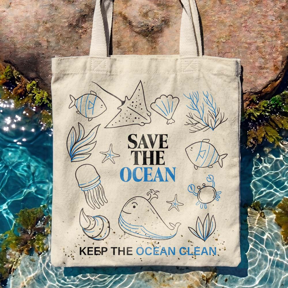 Save The Ocean Tote Bag (Zip & Non-zip)