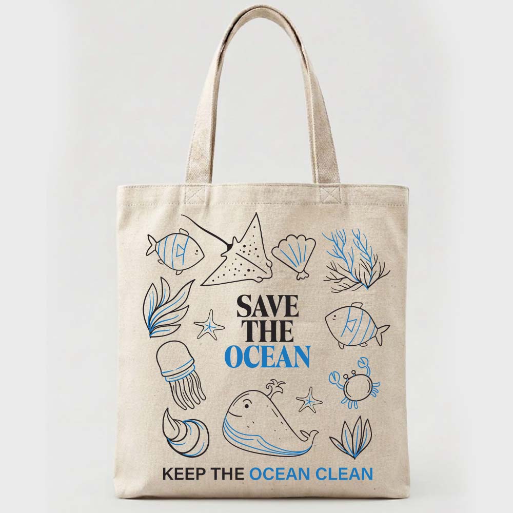 Save The Ocean Tote Bag (Zip & Non-zip)