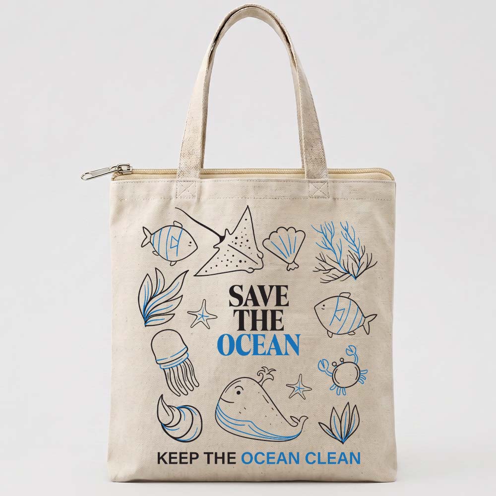 Save The Ocean Tote Bag (Zip & Non-zip)