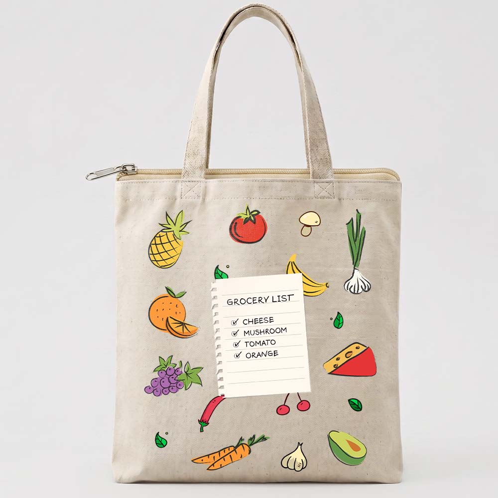 Running on Grocery Lists Tote Bag (Zip & Non-zip)